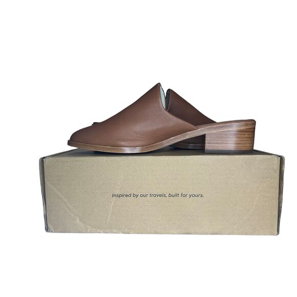 Soludos Cognac Leather Mules Size 10 – Slip-On with Stacked Wood Heel - Picture 3 of 7